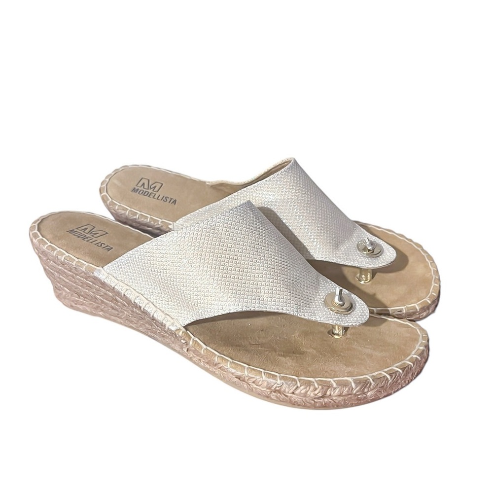 Modellista Baldwin Shimmery Espadrille Wedged Sandals